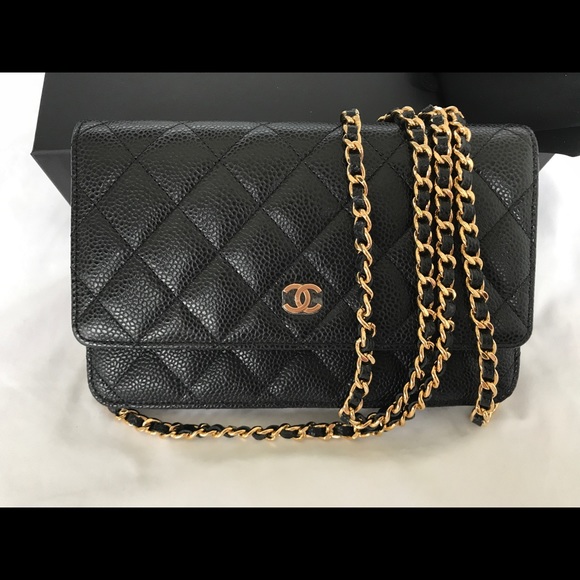 CHANEL Handbags - 2018 Wallet On Chain WOC Black Caviar Gold Bag